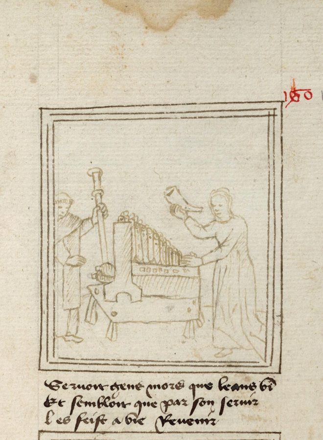 Pèlegrin and Latrie playing the organ and the horn