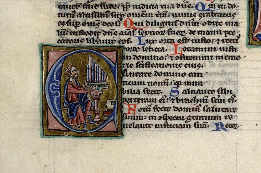 King David playing the organ (Ms. 12, f. 126)