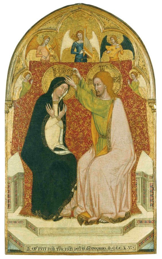 Coronation of the Virgin with Three Musical Angels