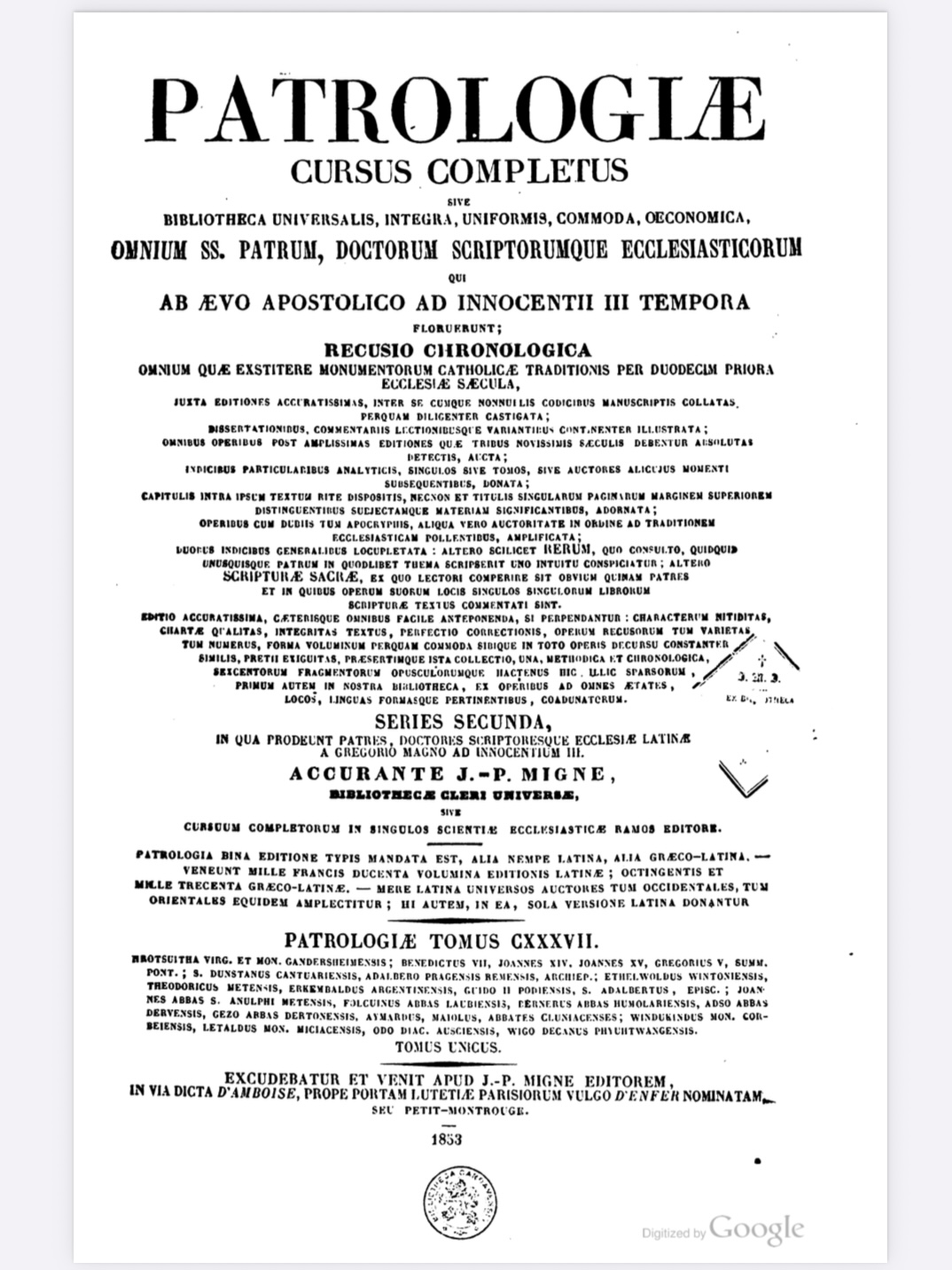 Patrologiæ Cursus Completus